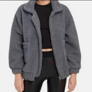 ONZIE GRAY TEDDY SHERPA ZIP UP JACKET